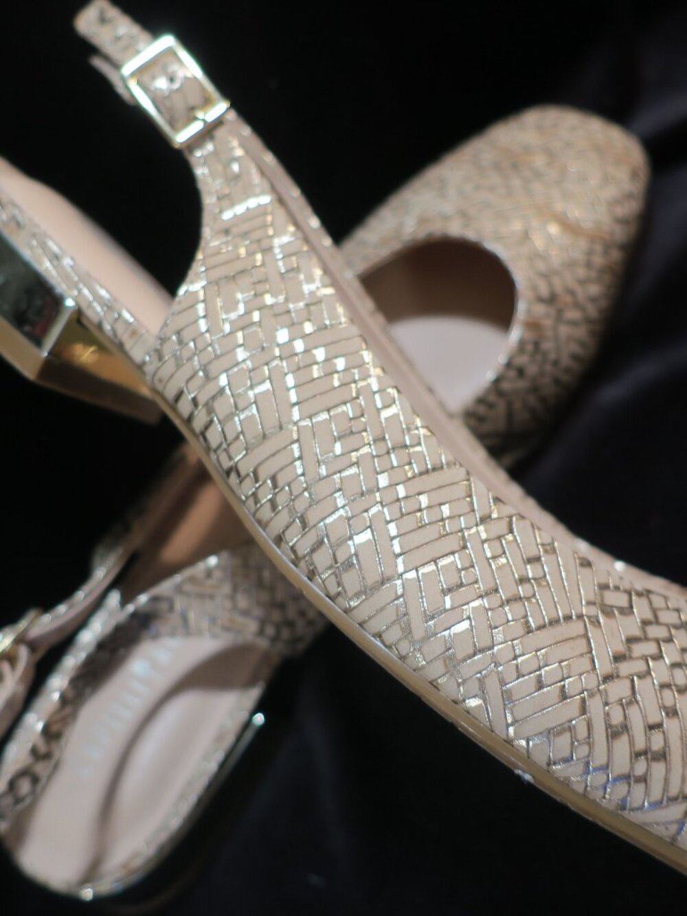 Capelli Rossi Gold/Peach Slingback with Low Gold Heels - Size 7